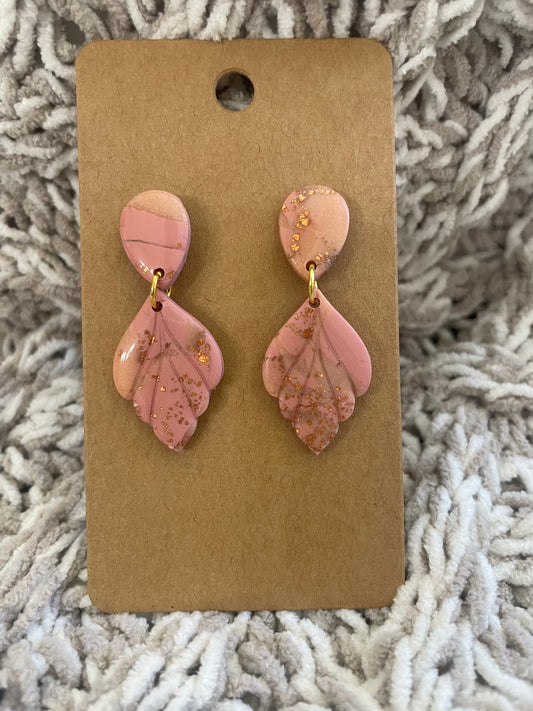 Marbled Rose Gold Leaf Dangle