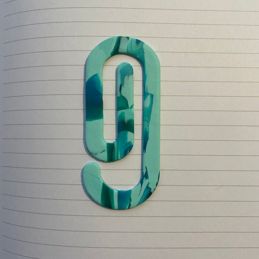 Blue Green Swirl Paperclip Bookmark