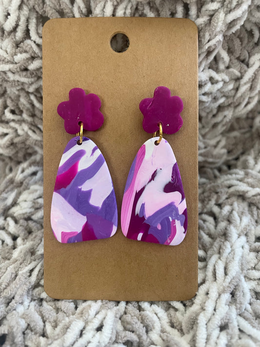 Purple Swirl Rounded Triangle Dangles