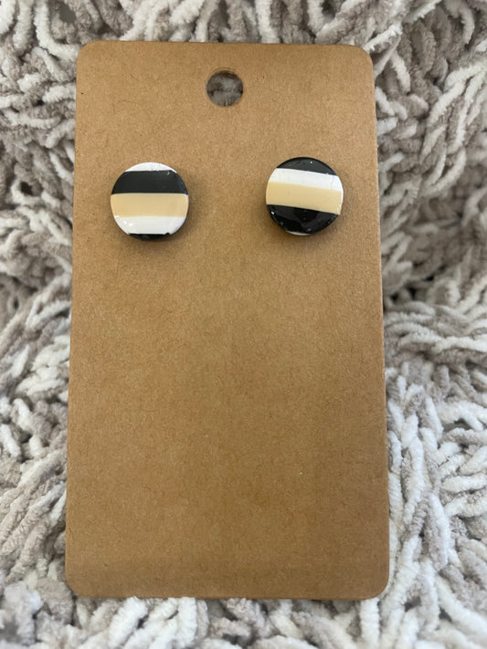 Neutral Striped Circle Stud