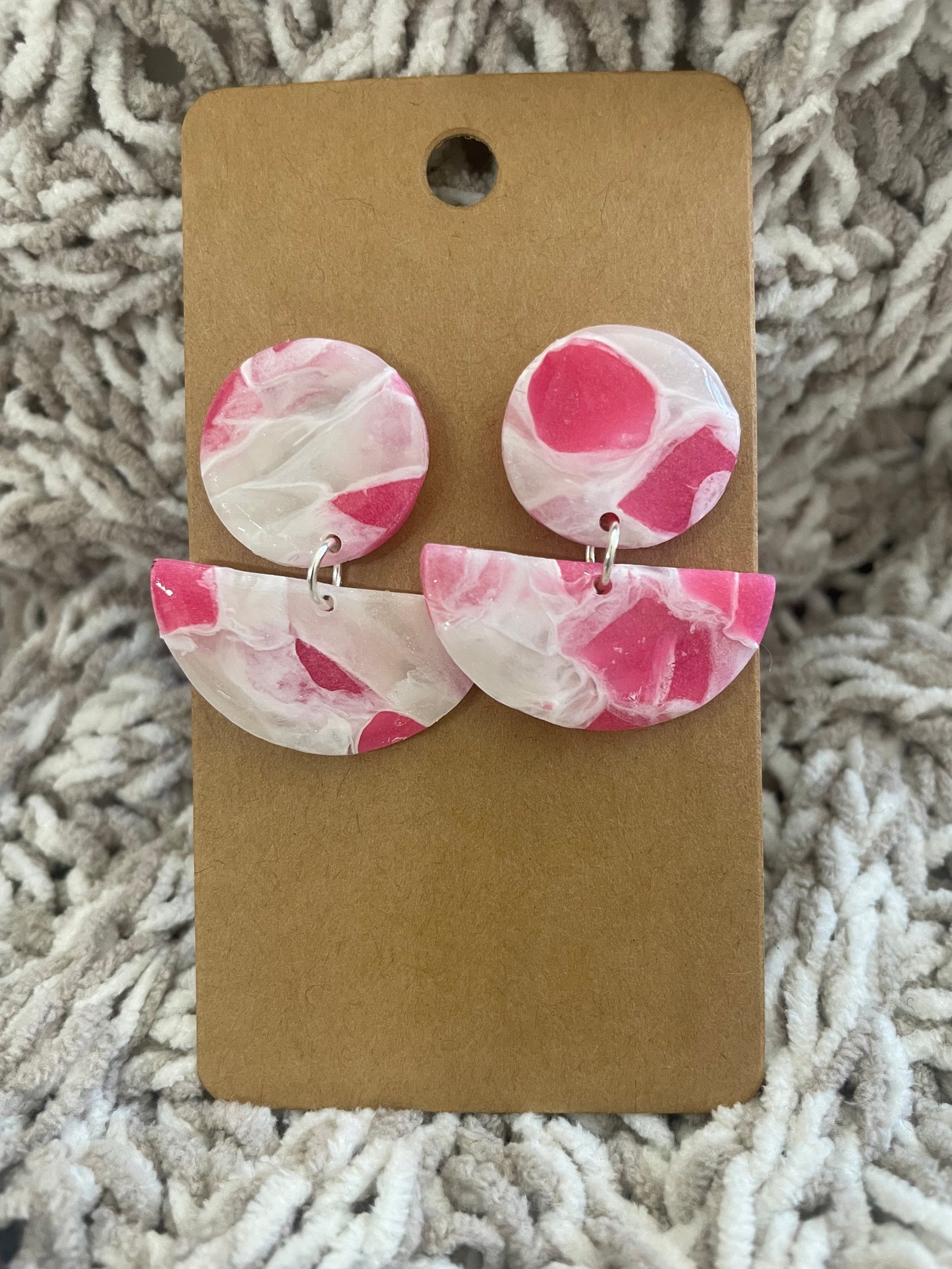 Pink & White Circle Dangle