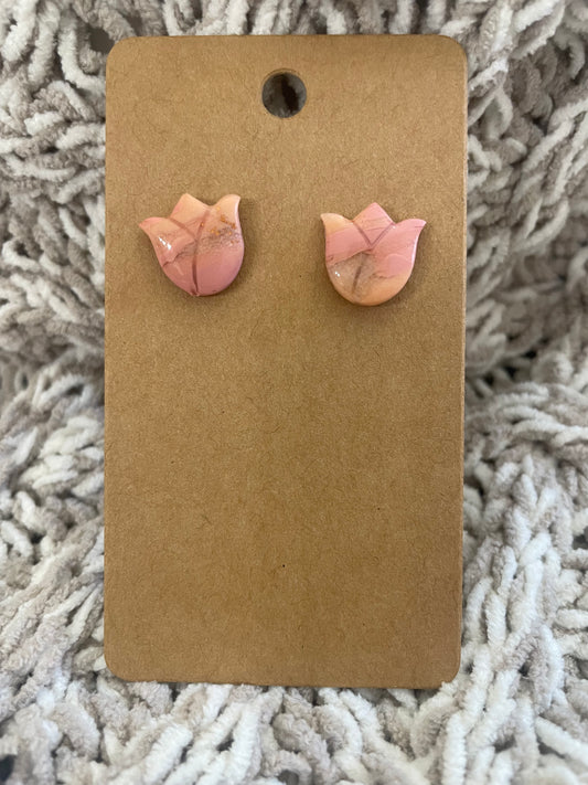 Marbled Rose Gold Tulip Stud