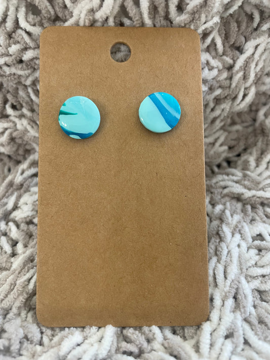 Blue Green Swirl Circle Studs