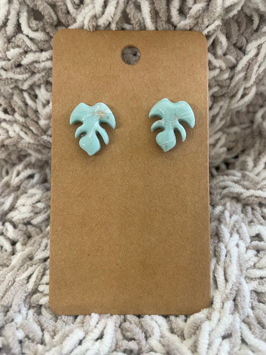 Seaglass Monstera Stud