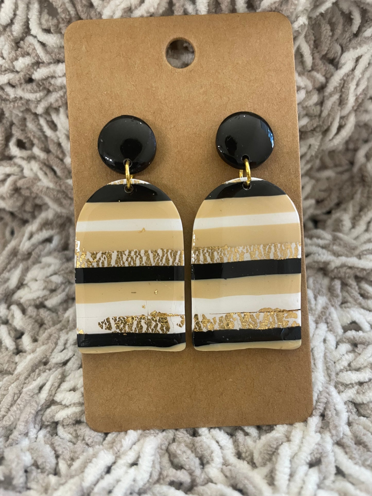 Neutral Striped Arch Dangle with Gold