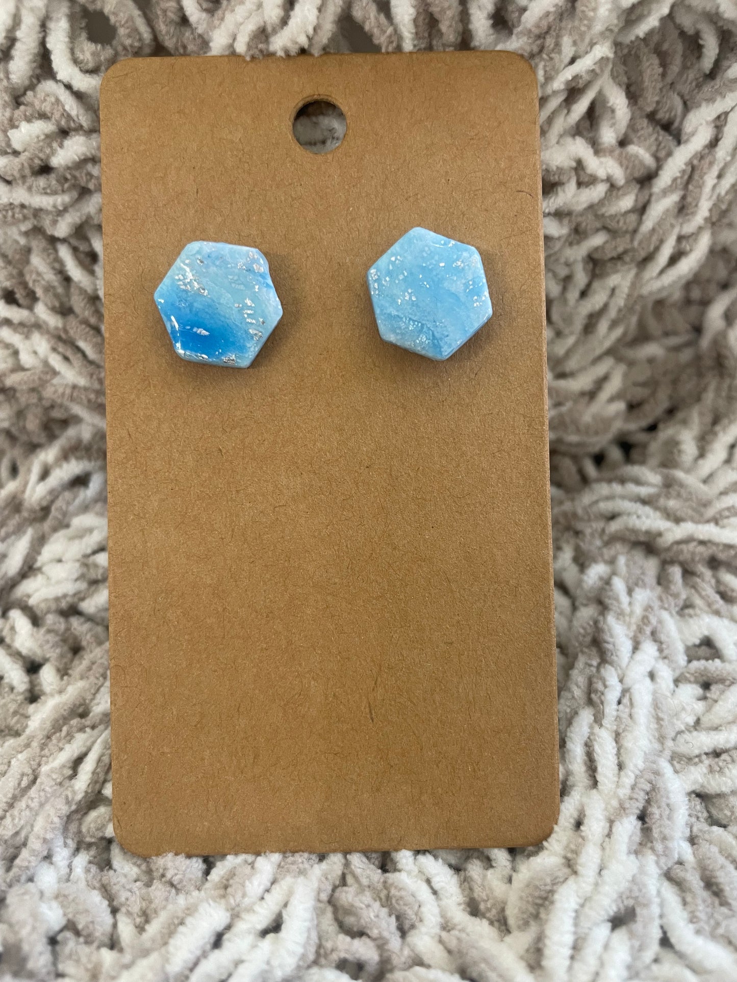 Blue Skies Hexagon Stud