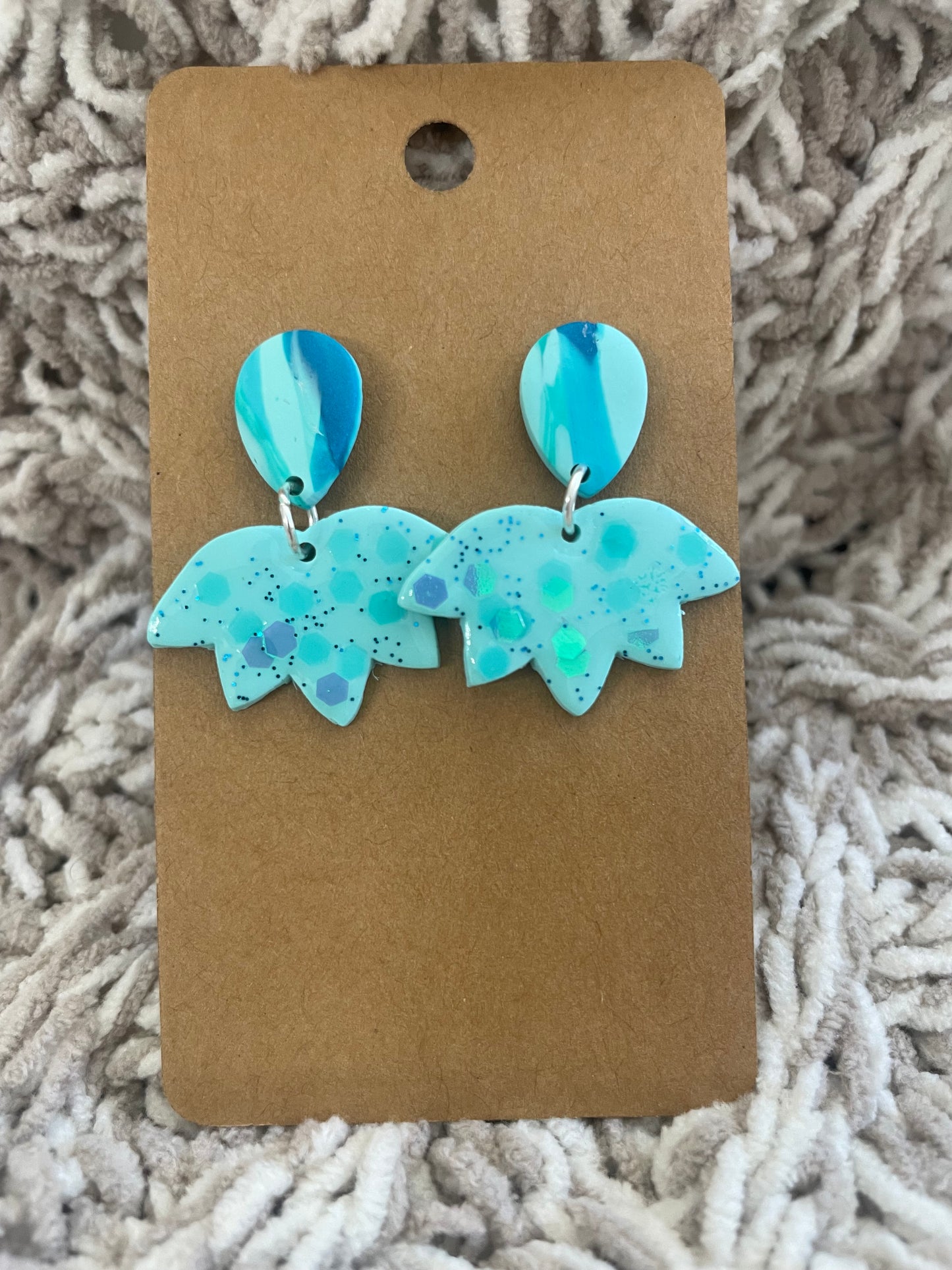 Blue Green Swirl Lotus Dangles