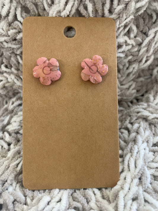 Marbled Rose Gold Flower Stud