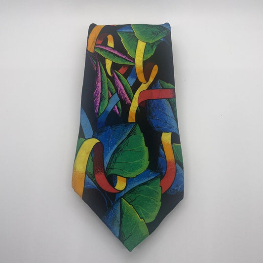 Vintage Colorful Plant Silk Necktie