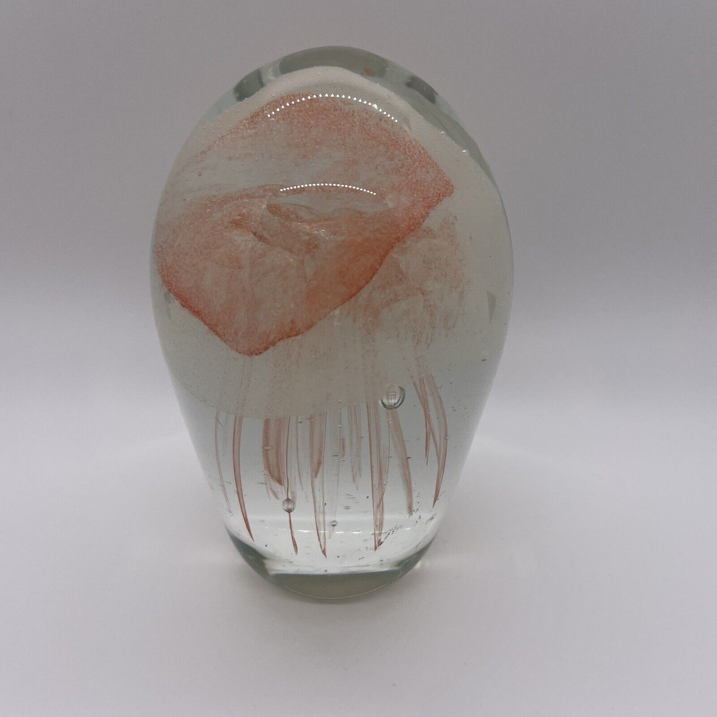 Pinkish-Orange *Glow-in-the-Dark* Glass Jellyfish Paperweight