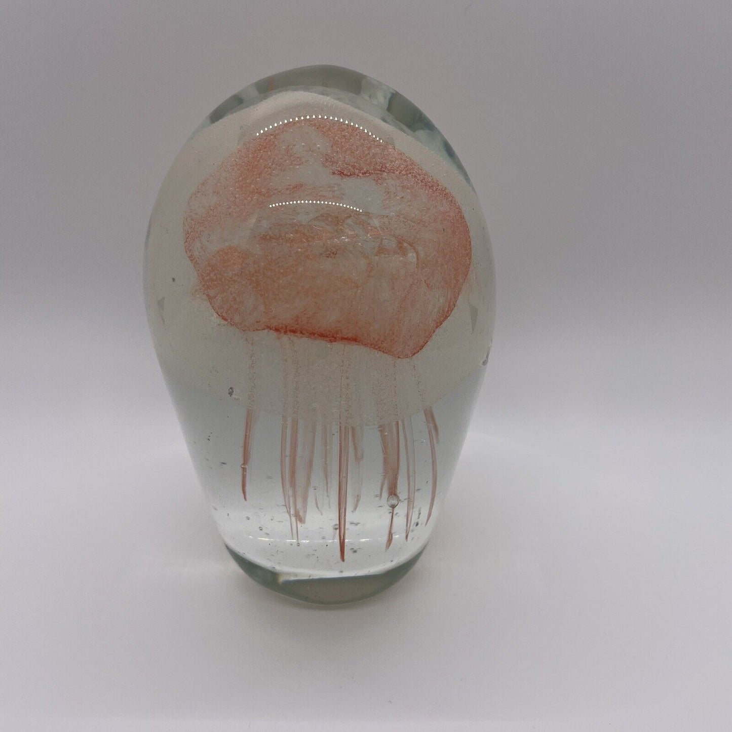 Pinkish-Orange *Glow-in-the-Dark* Glass Jellyfish Paperweight