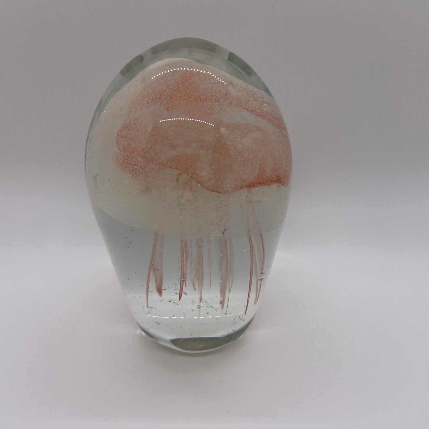 Pinkish-Orange *Glow-in-the-Dark* Glass Jellyfish Paperweight