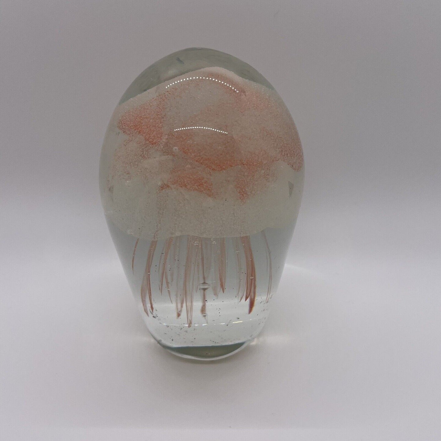 Pinkish-Orange *Glow-in-the-Dark* Glass Jellyfish Paperweight