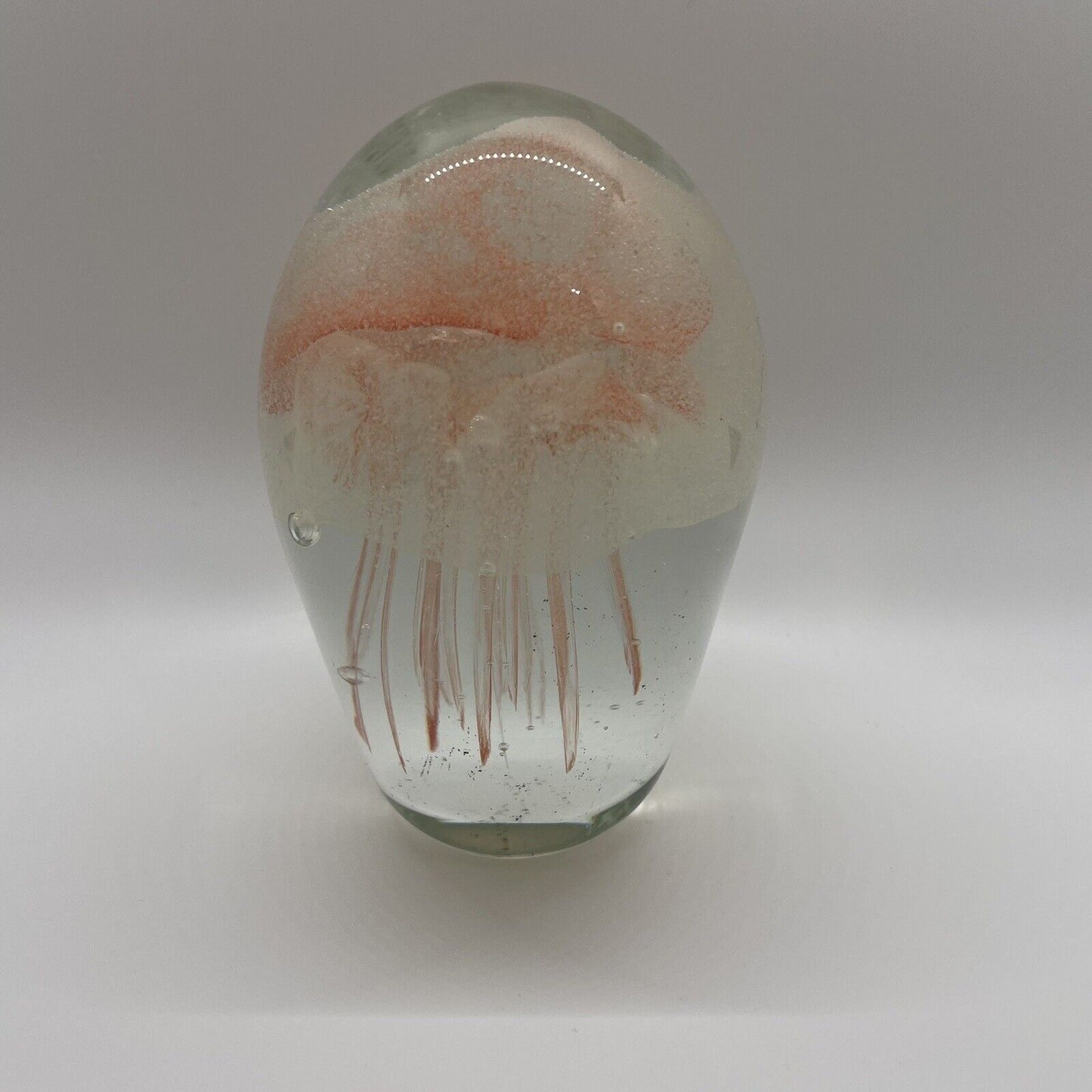 Pinkish-Orange *Glow-in-the-Dark* Glass Jellyfish Paperweight