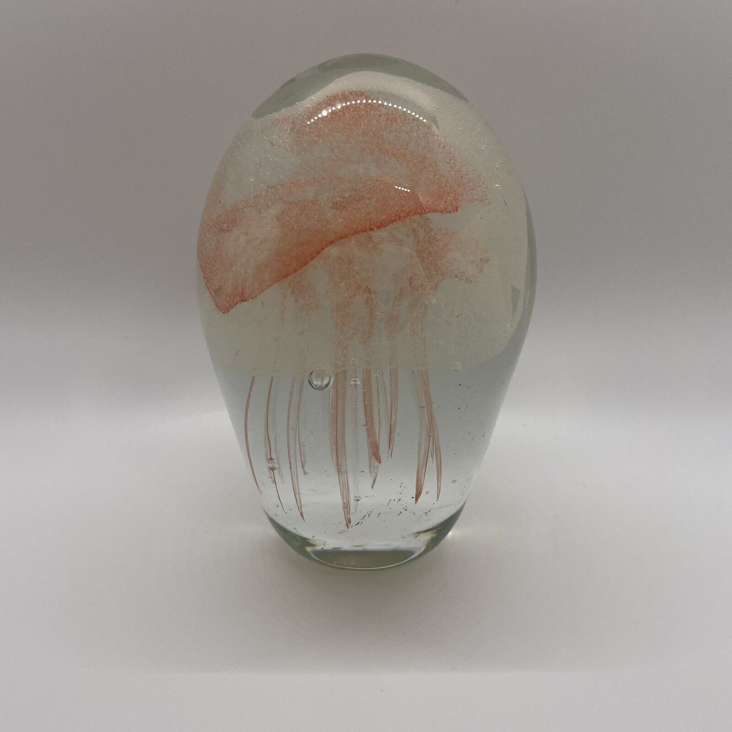 Pinkish-Orange *Glow-in-the-Dark* Glass Jellyfish Paperweight